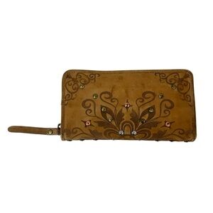 Milo Sistine Tan Leather Distressed Studded Wallet NWOT
